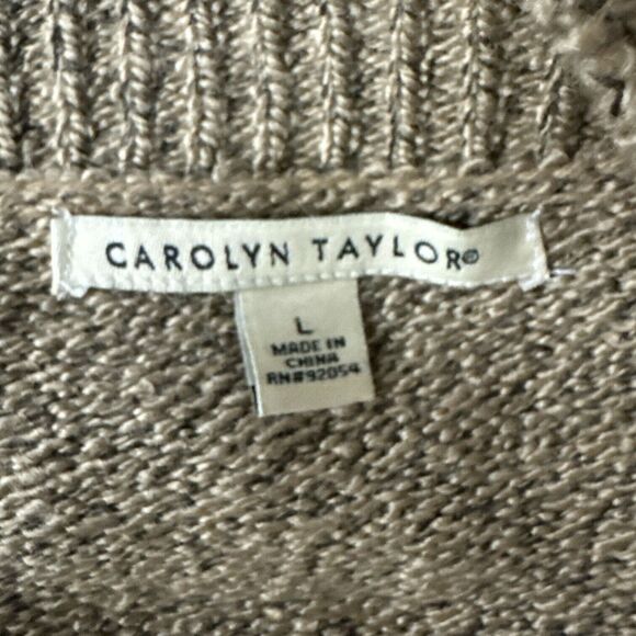Carolyn Taylor Soft Loop Knit One Button Cardigan Cape Sweater Oatmeal Brown - Picture 6 of 7
